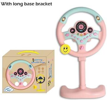 ilyeco Kids Steering Wheel Toy With Light & Sound, Electric Simulation Toy For Infants, Early Learning Stroller Activity Toy pink 2
