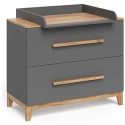 Vicco Wickelkommode Malia, Grau/Artisan/Artisan, 108 x 98 cm mit 2 Schubladen