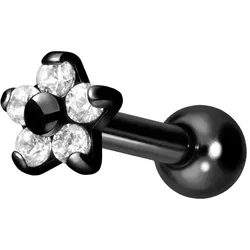 Titan Ohrpiercing mit Innengewinde BLUME MIT 5 KRISTALLEN