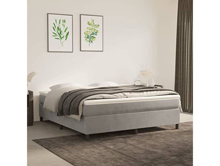 RJPLMFV Lattenrost, Matratze, 160 x 200 cm, Veloursgrau Taschenfedern, mittelharte Unterstützung, Sperrholzlatten, weicher Matratzenschoner