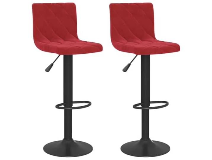 KTHLBRH Barhocker 2 Stück Weinrot Samt verstellbar 360 Grad 100 % Polyester, pulverbeschichteter Stahl, Schaumstoff, integrierte Fußstütze, Gasdruckfeder