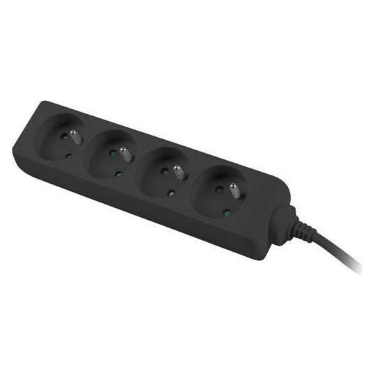 PremiumCord Standard 4 Steckdosen 3m schwarz (ppa4-03bk) (3 m, CEE 7/4) (ppa4-03bk)