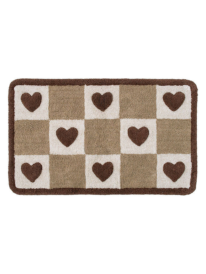 Kersten Badematte ''Hearts'' in Beige/ Braun - (L)80 x (B)50 cm - onesize