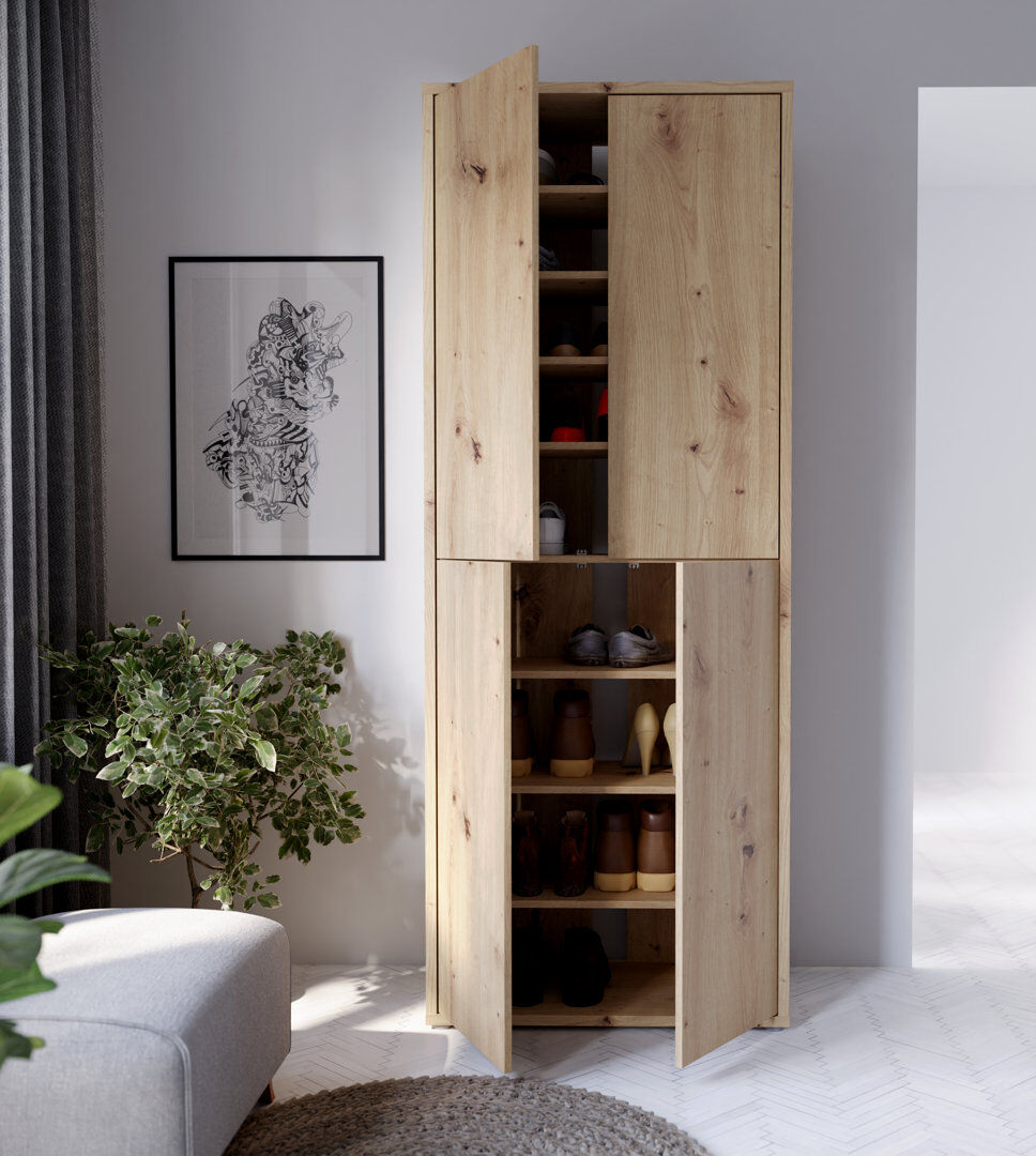 Brayden Studio Chadwic 24 Pair Shoe Storage Cabinet Artisan Oak 24