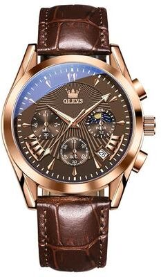 Uplifted Goods Elegant Mens Waterproof Quartz Watch With Leather Strap b