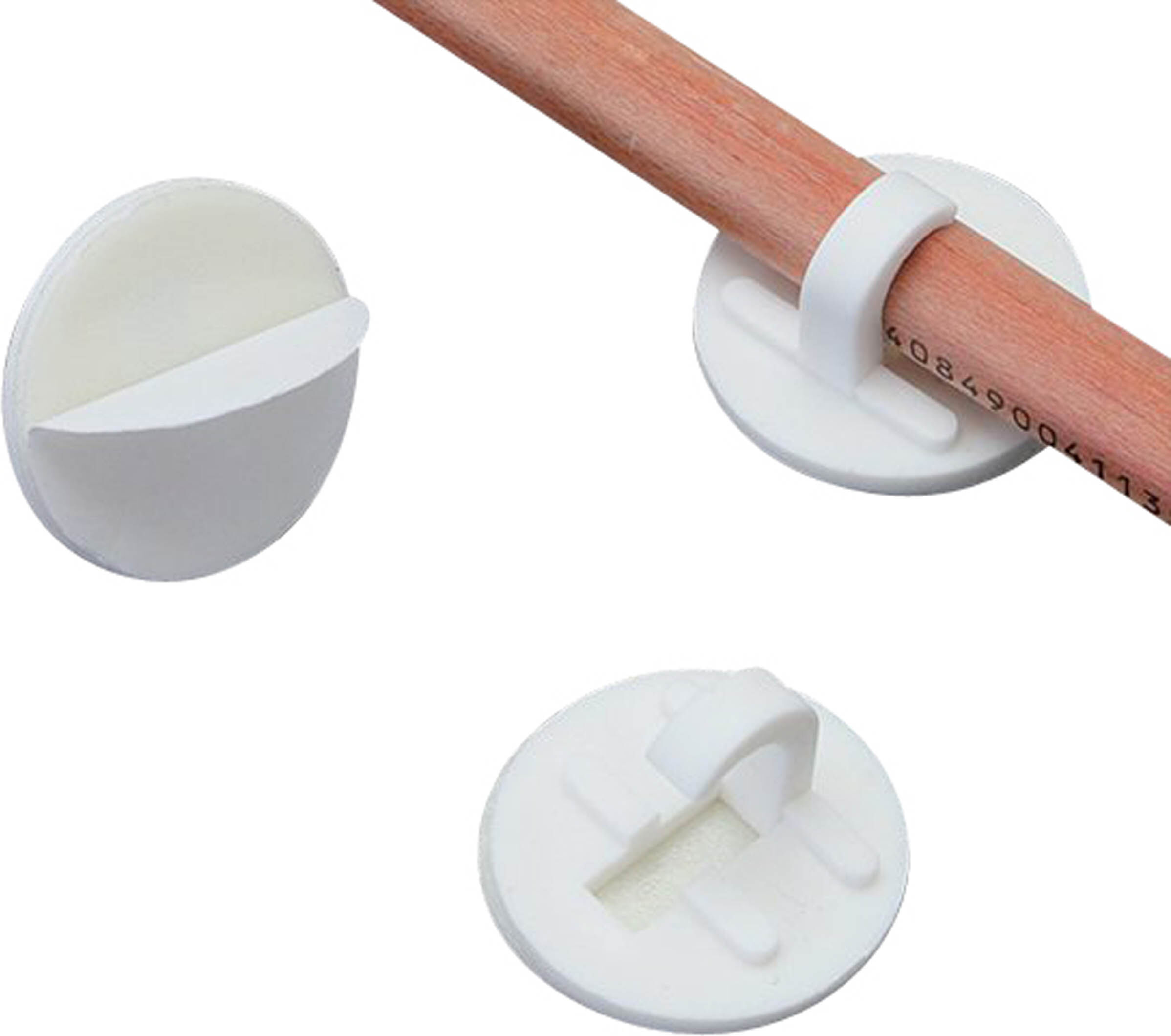 SPRINTIS 100 Unités - Porte-stylo, clip crochet, auto-adhésif, plastique, blanc