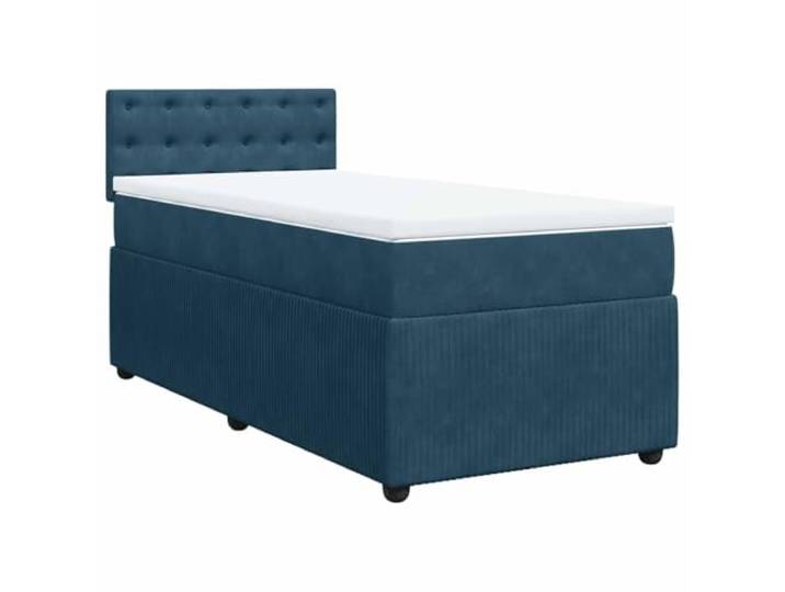 PUGYNBK Boxspringbett, Samt, Blau, 90 x 200 cm Taschenfedern, atmungsaktiver Matratzenschoner, abnehmbarer Bezug, Lattenboden