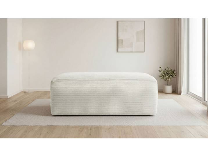 Polsterhocker INOSIGN Koa , beige (natural), B:114cm H:44cm T:61cm, 100% Polyester, Hocker, Polsterhocker, Wellenunterfederung, weicher Lounge-Sitzkomfort