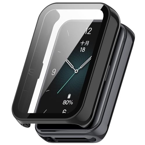 Wigento Beschermhoes voor Honor Band 9 met Hard Glas, Zwart