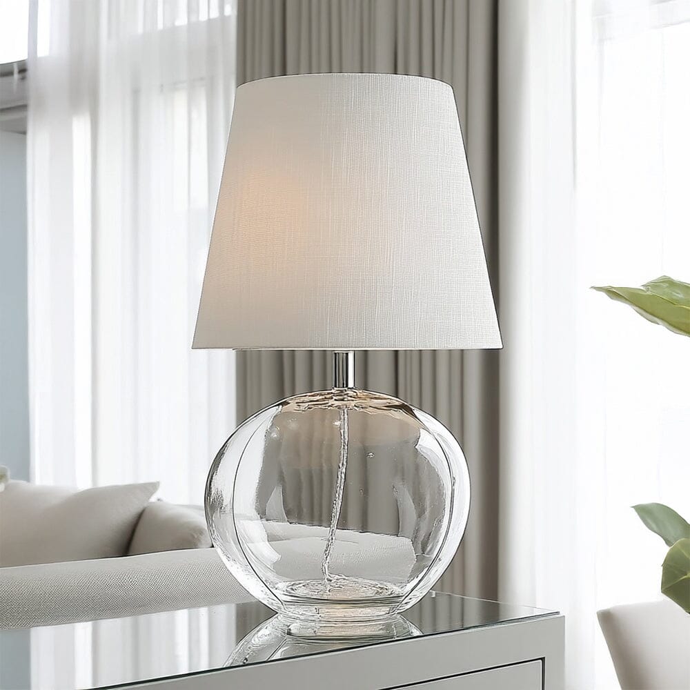 Milou Clear Glass Organic Table Lamp with White Shade
