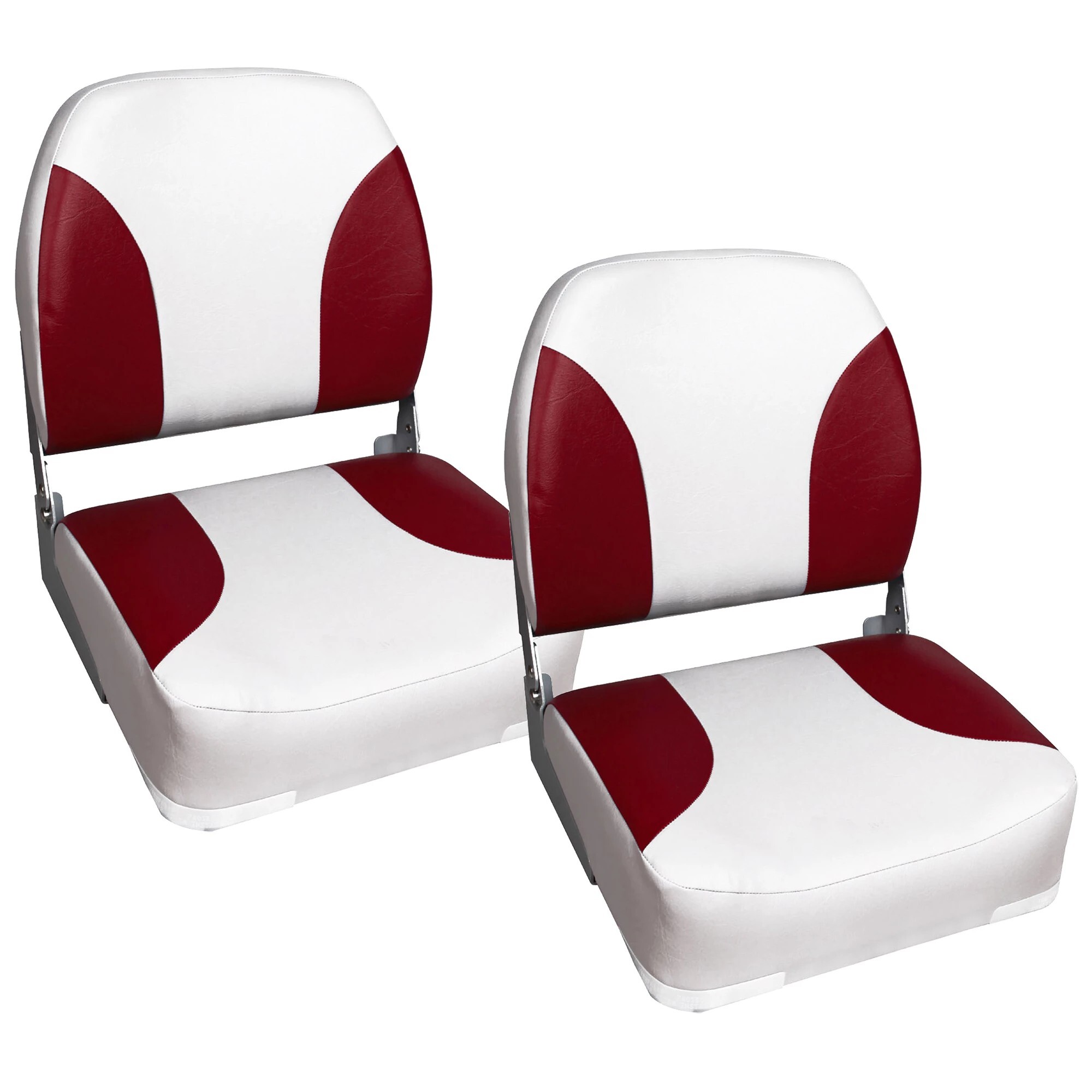 Famanu Bootsstuhl Klappstuhl - Kunstleder - 41,5x39x51 - Set von 2 - Weiß Rot