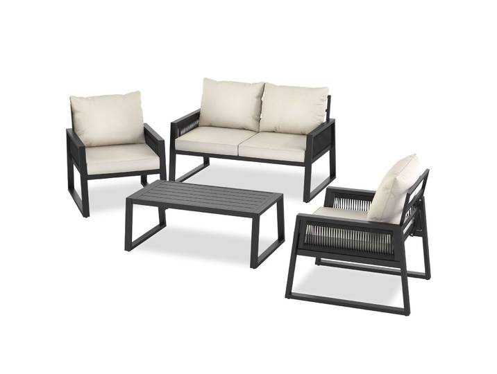 Aluminium Gartenlounge-Set Captive im Rope-Design - Set 1 (1 x Sofa / 1 x Tisch / 2 x Sessel)