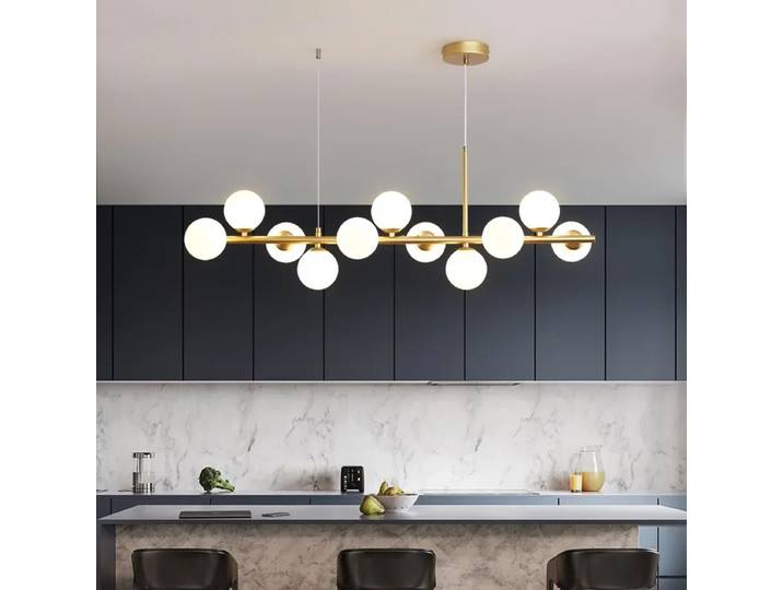 Designer Restaurant LED lustre minimaliste longue bande verre magique haricot suspension lampe nordique salon chambre éclairage décor