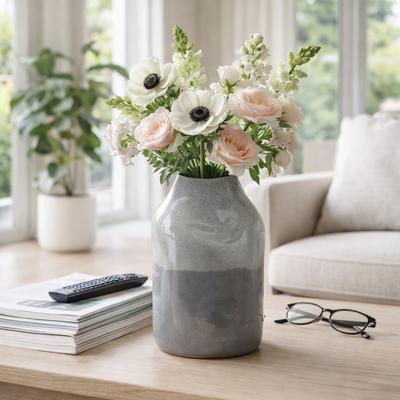 Sagebrook Home Decorative Vase - Gray Ceramic Sculptural Design, 13 in.