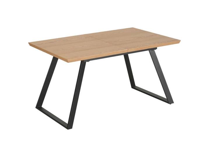 Esstisch, Schwarz & Eiche, 90x76x140-180 cm, Metall & Holzwerkstoff, Ausziehbar, Carryhome