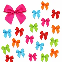 Creativery 20 Satinschleifen 30x25mm Kleine Geschenkschleifen Dekoschleifen Aufnäher Bunt