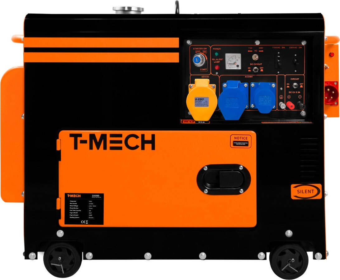 T-Mech dieselgenerator eenfasig 230V geruisloos stroomgenerator