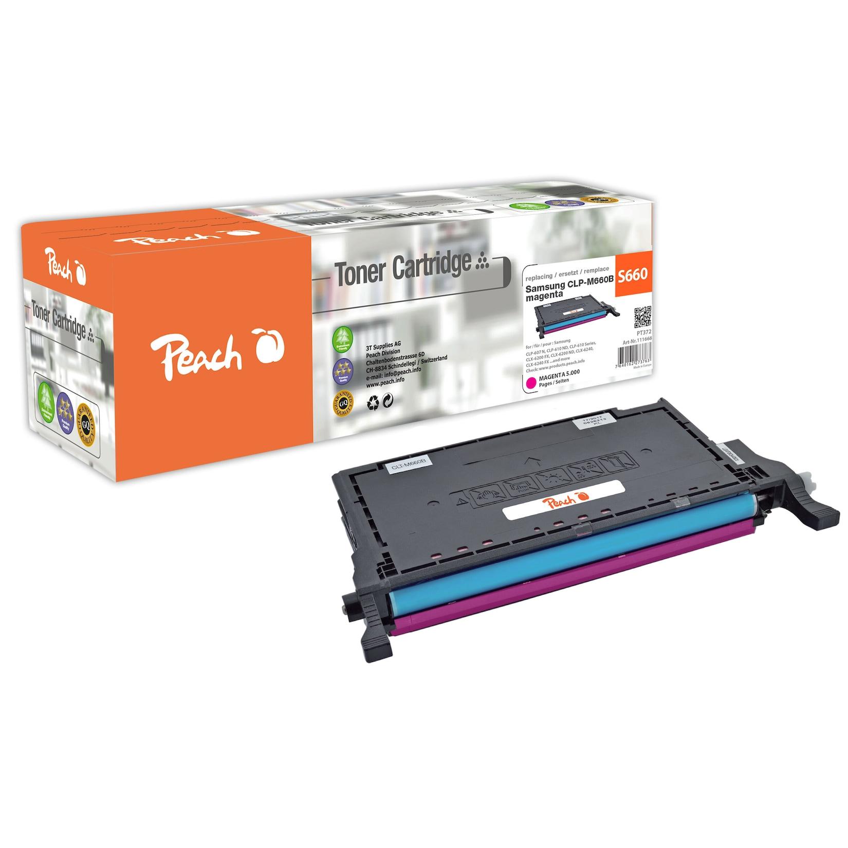 Peach S660 Toner XL ma ersetzt Samsung CLP-M660B/ELS, ST924A für z.B. Samsung CLP -607 N, Samsung CLP -610 ND, Samsung CLP -610 (wiederaufbereitet)