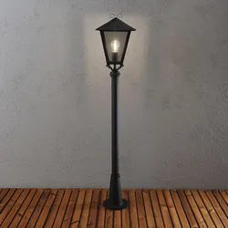 Konstsmide Wegeleuchte BENU, E27 max. 100W, Schwarz, Aluminium / Rauch-Acrylglas KON-436-750