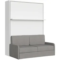 Itamoby Vertikales Klappdoppelbett Versia Sofà 160 mit weißem Sofa und Regal