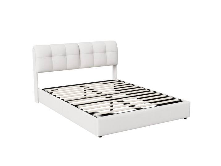 Polsterbett 140x200 cm, Beige, LED-Beleuchtung, Mode, 140x200 cm, Schlafzimmer, Betten, Polsterbetten