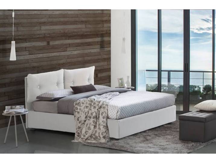 Lit simple Chantal - Talamo Italia - Blanc - Avec matelas inclus - Contemporain - Design