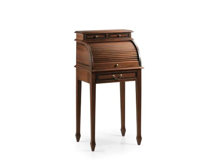 Petit bureau avec volet roulant en bois marron L 55 cm