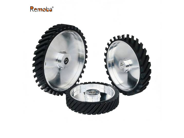 Roue de contact pour ponceuse à bande 10”/12”/14” 250/300/350mmx50mm, roue recouverte de caoutchouc, pièces de ponçage DIY