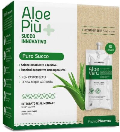 PROMOPHARMA SpA Aloe Più Puro Succo Innovativo 10 Pouch da 50ml - Integratore di Aloe Vera