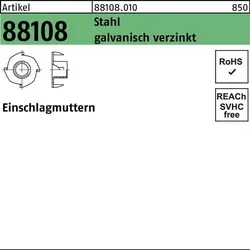 Einschlagmutter R 88108 M10x13x11,9 Stahl galv.verz. 100 Stück