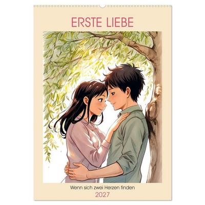Erste Liebe - Wenn sich zwei Herzen finden (Wandkalender 2027 DIN A2 hoch), CALVENDO Monatskalender