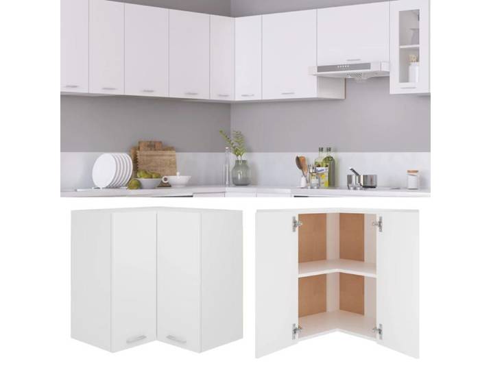 CLOUD Armoire d'angle suspendue armoire de cuisine meuble haut de cuisine Blanc 57x57x60 cm Bois CHYNEW9848459