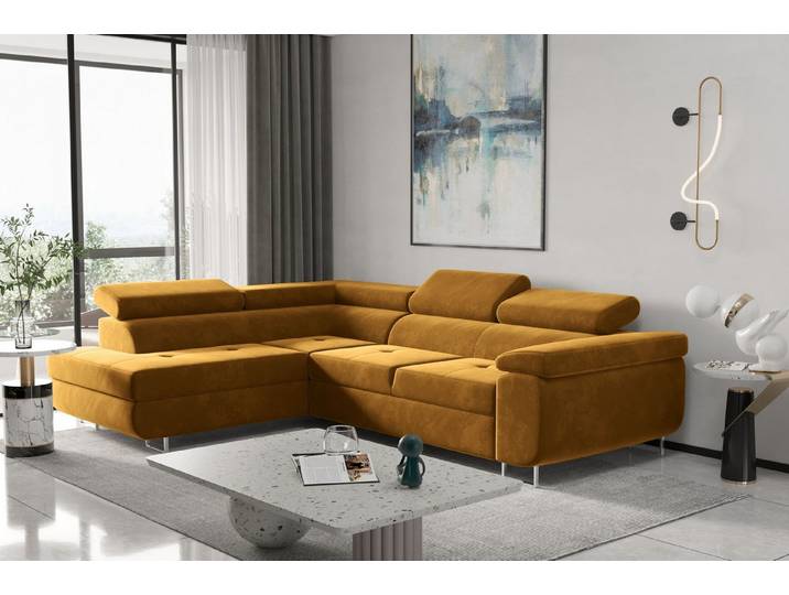 Kaiser Möbel Ecksofa mit schlaffunktion und bettkasten Eckcouch ATOM verschiedene Farben, Ecksofa