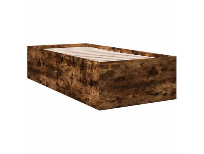 KTHLBRH Bettgestell Eiche Rauchgrau 90 x 190 cm aus mehrschichtigem Holz Lattenrost inklusive, optimale Unterstützung, modernes Design, einfache Montage