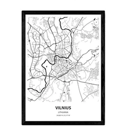 POSTER Karte Von Vilnius - Litauen A3 Rahmenlos