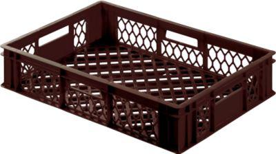 Euro Box Bäcker- und Cateringkasten (Gläserkasten), lebensmittelecht, Inhalt 25,3 L, durchbrochene Version, braun