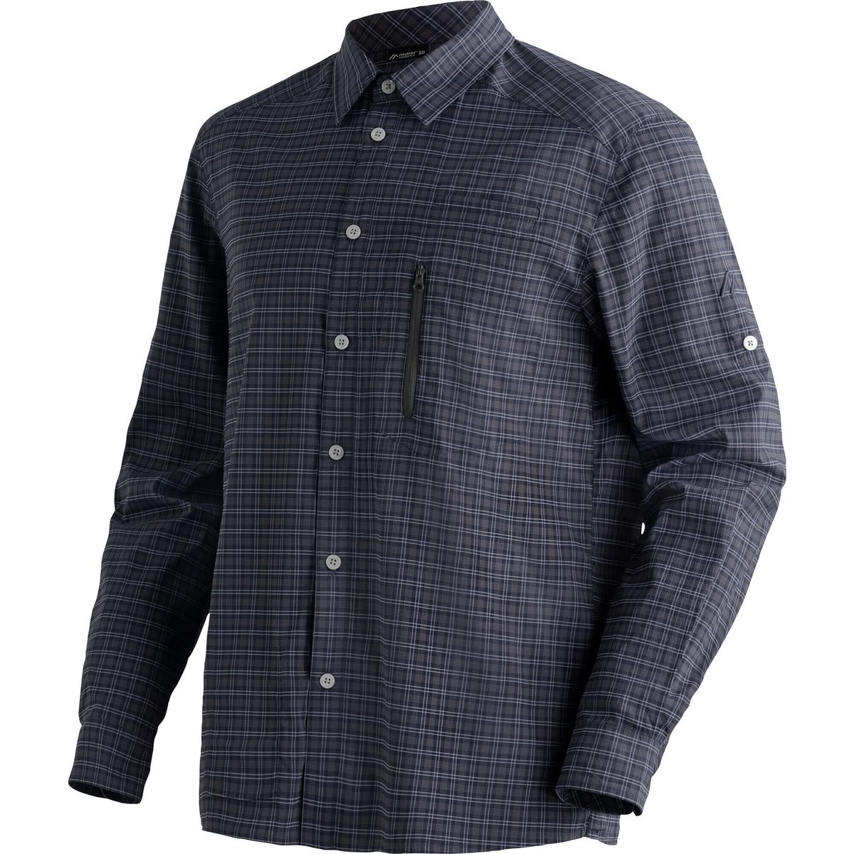 Maier Sports Mats Long Sleeve grey check (M19578) 50 3000175-M19578-50