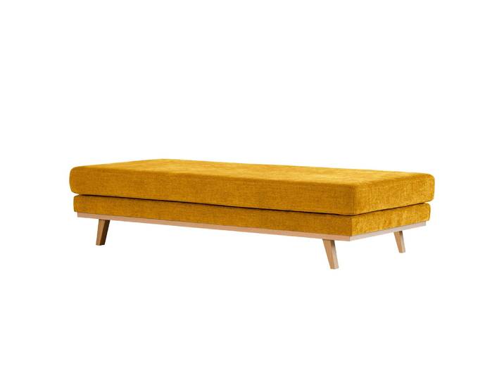 Banc capitonné 180 x 43 x 81cm Jaune/Jaune moutarde Hêtre clair Tissu Cieli: Jaune moutarde