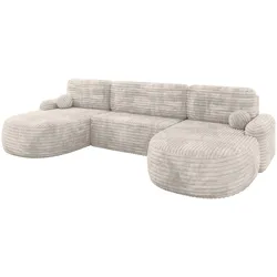 WOHNLANDSCHAFT mit Schlaffunktion und Bettkasten LIRA-U - 335x172x89 Creme