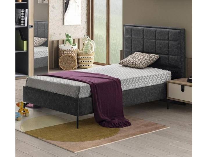 Xlmoebel Kinderbett Einzelbett mit Polsterkopfteil in Schwarz von XLMOEBEL (Einzelbett, 1-tlg., Einzelbett mit Polsterkopfteil), Made in Europa