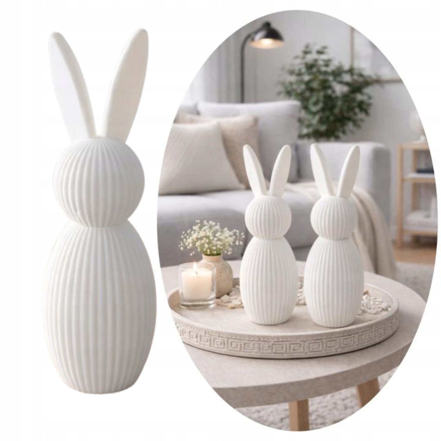 Moderne 3D Paashaas Decoratie Figuur Wit - 17 cm