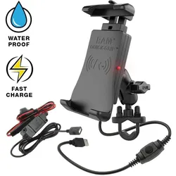 RAM Mounts Smartphone-Halterung kabelloses und wasserdichtes Ladegerät ram quick-grip, Smartphone Halterung, Schwarz