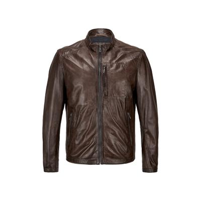 Lederjacke MILESTONE "MSJumper", Herren, Gr. 52, braun (rotbraun), Obermaterial: 100% Lammnappaleder LANA., uni, regular fit, Jacken, robuste Metallreißverschlüsse