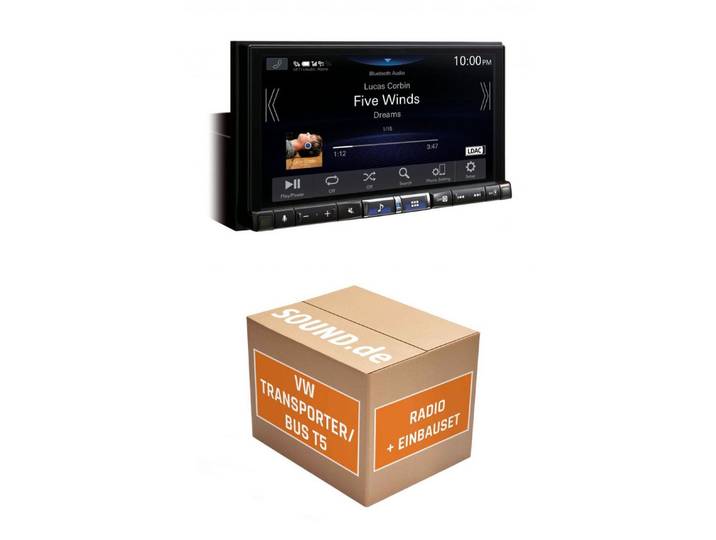 JUST SOUND best choice for caraudio Autoradio Alpine iLX-705D für VW T5 Lenkrad Dynaudio Wireless CarPlay Autoradio (Freisprecheinrichtung)