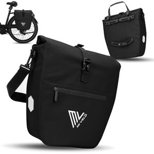 Mivelo Gepäckträgertasche Capax Mini, schwarz, 20 Liter, Umhängetasche, mit Laptopfach, wasserdicht, reflektierend