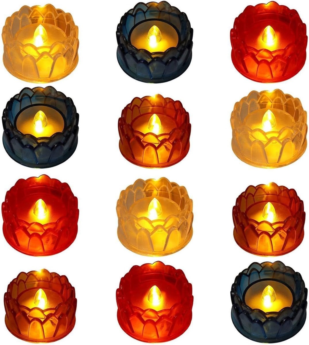 Set van 12 witte bloemvormige LED kaarsen voor sfeervolle decoratie
