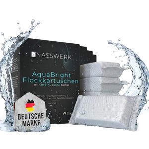 NASSWERK Flockungsmittel FKT02, Flockkartuschen, für Pools mit Sand- und Glasfilter, je 125 g, 16 Stück