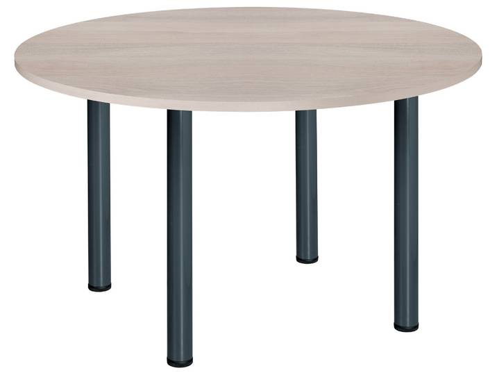 Table ronde L 120 cm Excellens plateau chêne gris 4 pieds métal anthracite - - Bruneau