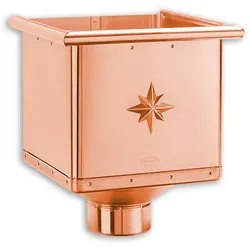 Wasserfangkasten Grömo kubisch, Kupfer, verschiedene Größen (Ausführung: Ø 150mm. 220mm breit)