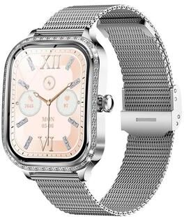Everyday Crate QS01 1.75 Inch Smart Watch With Bluetooth Calling Heart Rate Monitor Fitness Tracker silver Steel Strap